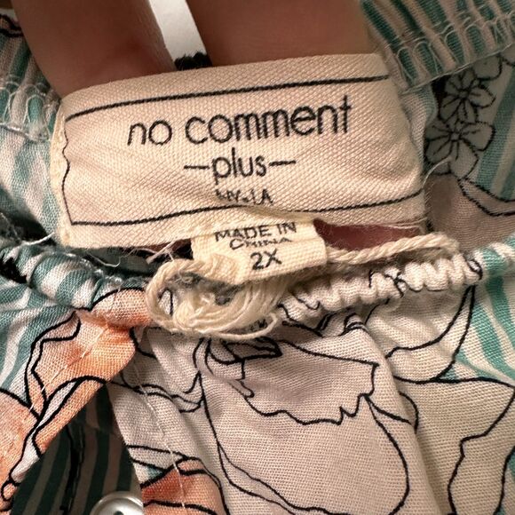 No Comment Plus Cold Shoulder Floral and Stripes 100% Cotton Size 2X - Picture 4 of 7